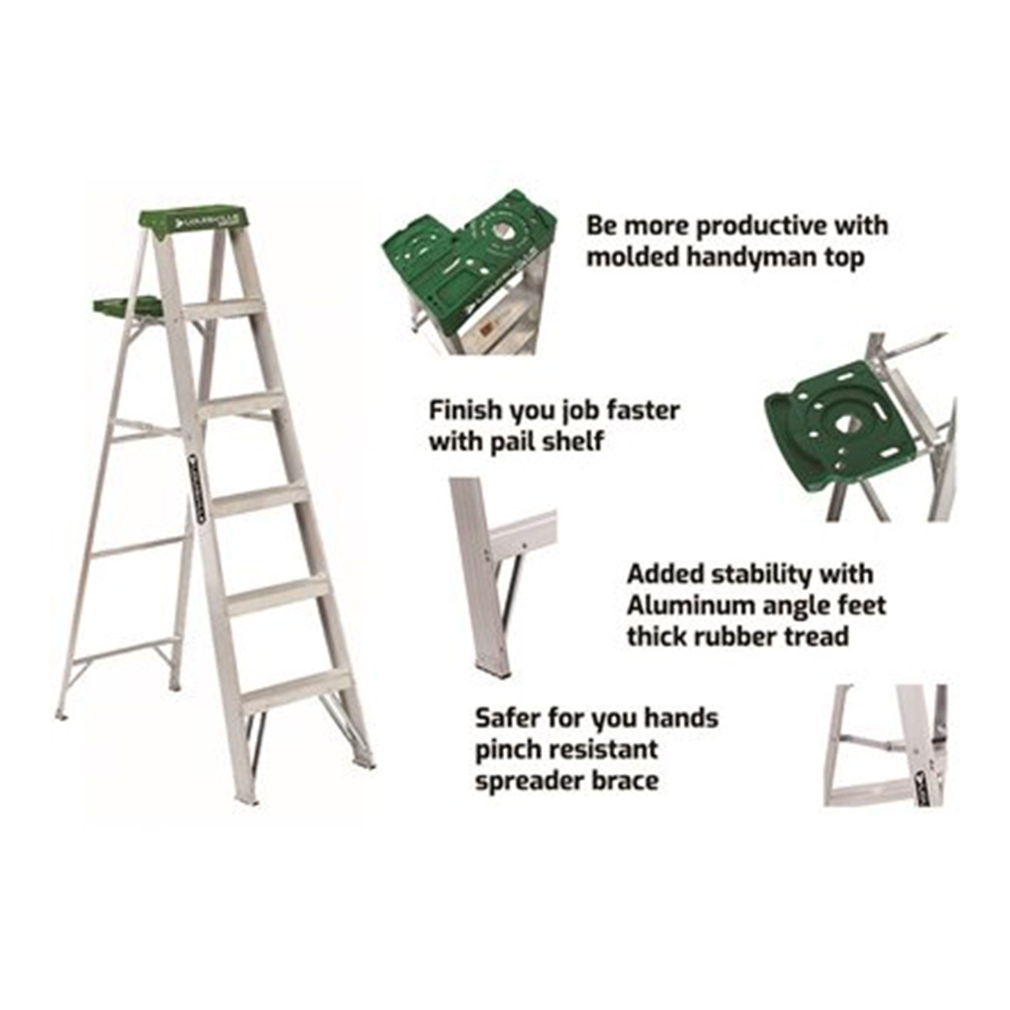 Louisville Ladder 8 Feet Aluminum Stepladder with Rubber Feet and Tool Slot