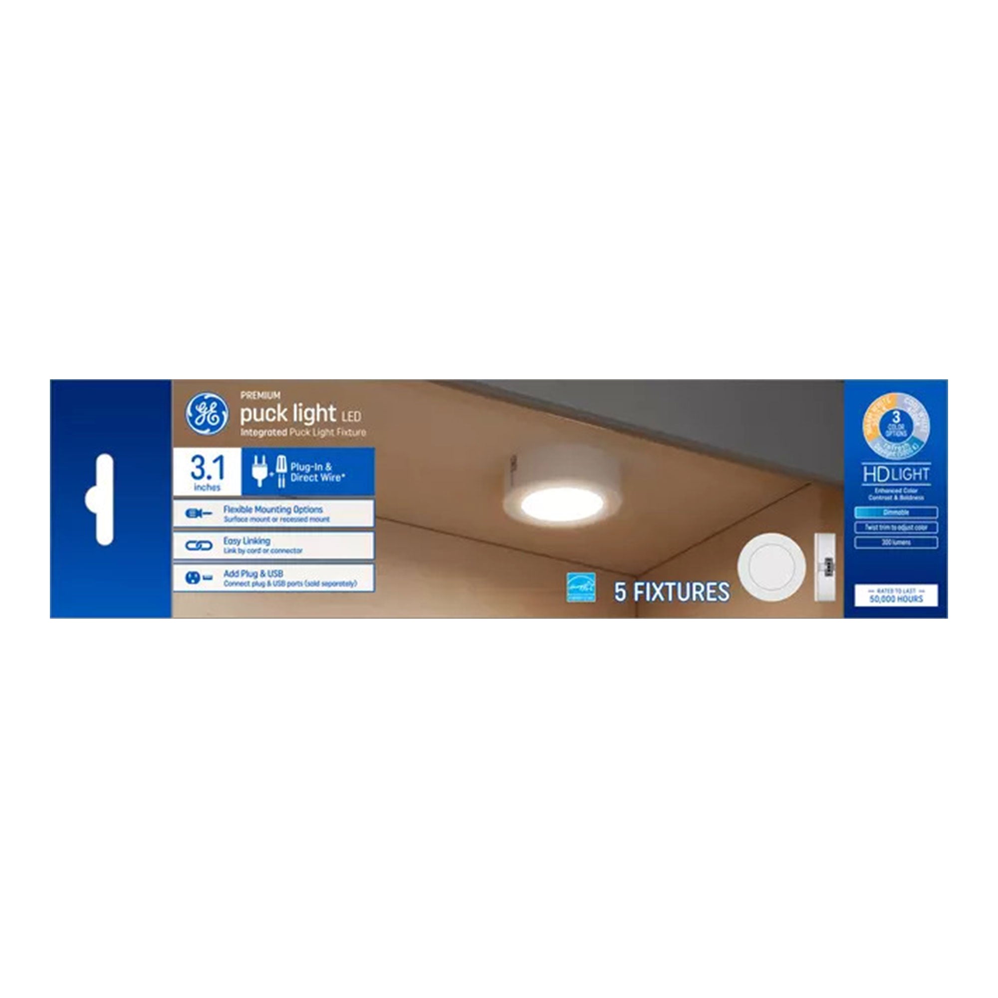GE Set of 5 Dimmable Modern Corded Electric Plastic LED  Light (Open Box)