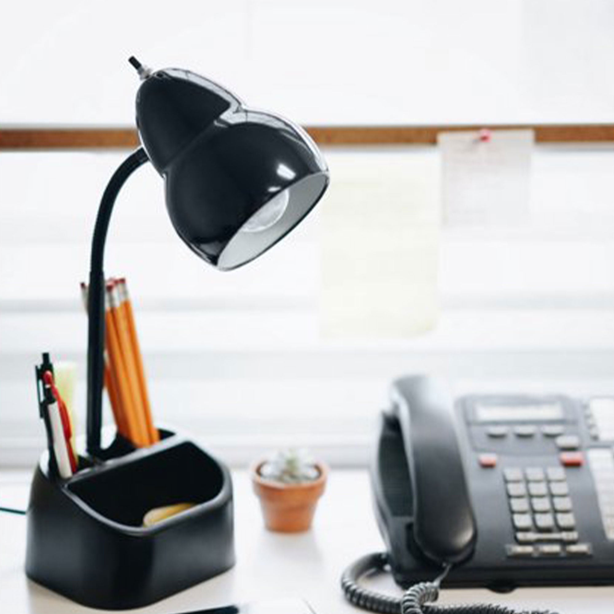 Globe Electric LED Integrated Goose Neck Desk Lamp with USB Port and Organizer - VMInnovations