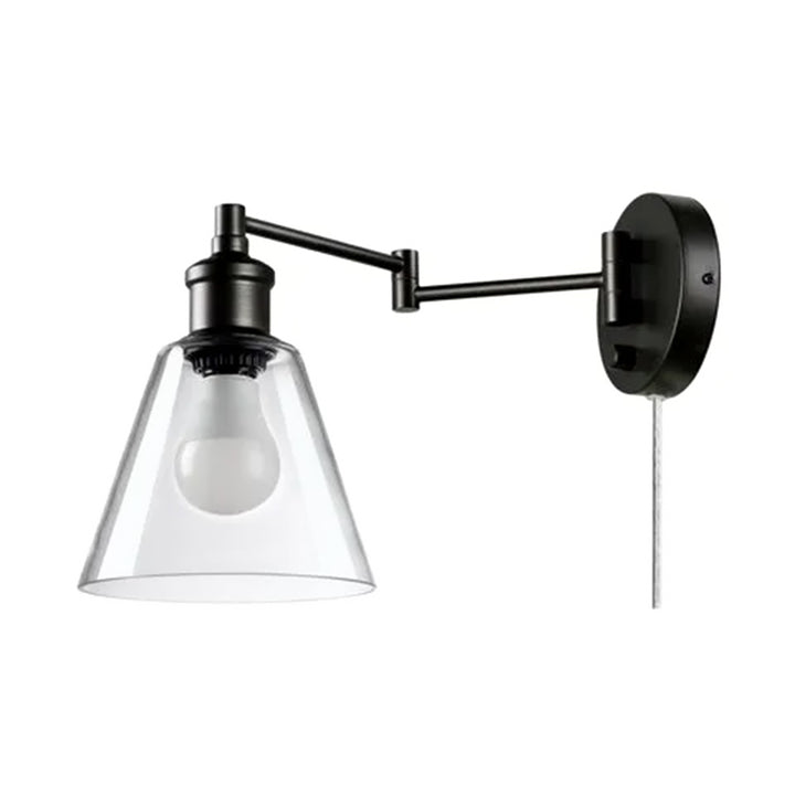 Globe Electric 10W LED Plug In Wall Sconce Clear Glass Shade & 6' Cord(Open Box)