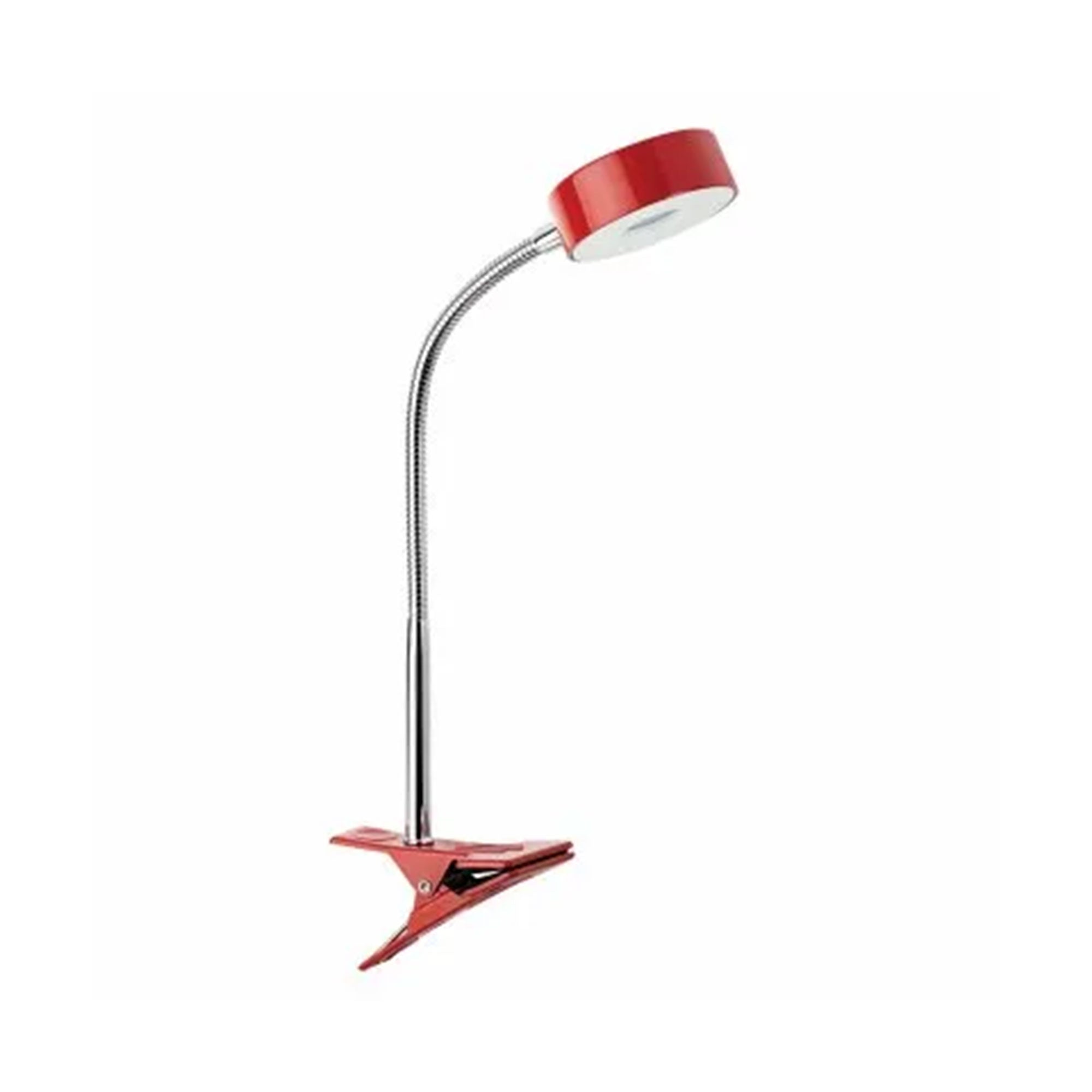 Globe Electric 5W 250 Lumens LED Integrated Goose Neck Clip Lamp, Red (Open Box)