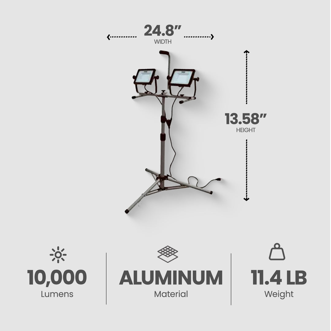 Master Electrician 10,000 Lumens LED Tripod Work Light with 6' Cord (Open Box) - VMInnovations