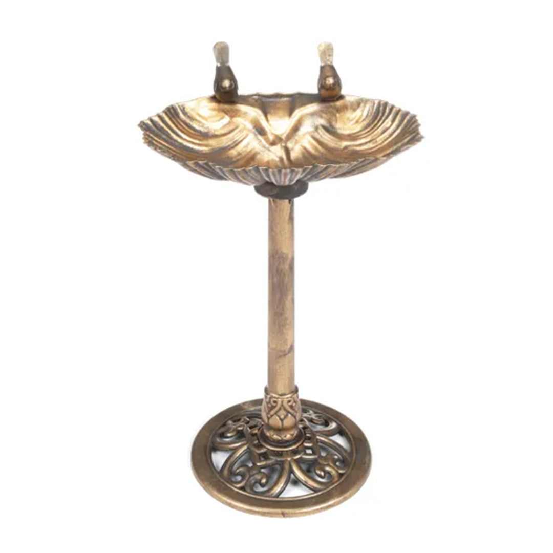 Alpine 13"x30" Bird Bath w/2 Bird Figurines Yard Statue, Bronze (For Parts) - VMInnovations