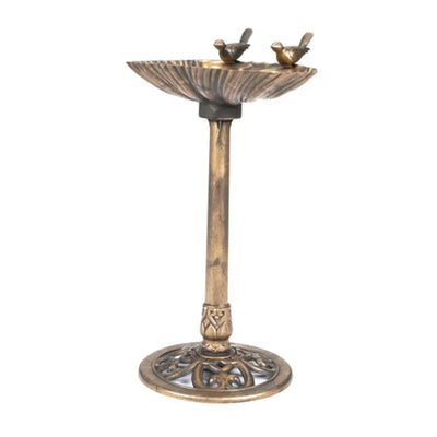 Alpine 13" by 30" Bird Bath with 2 Bird Figurines Yard Statue, Bronze (Open Box) - VMInnovations