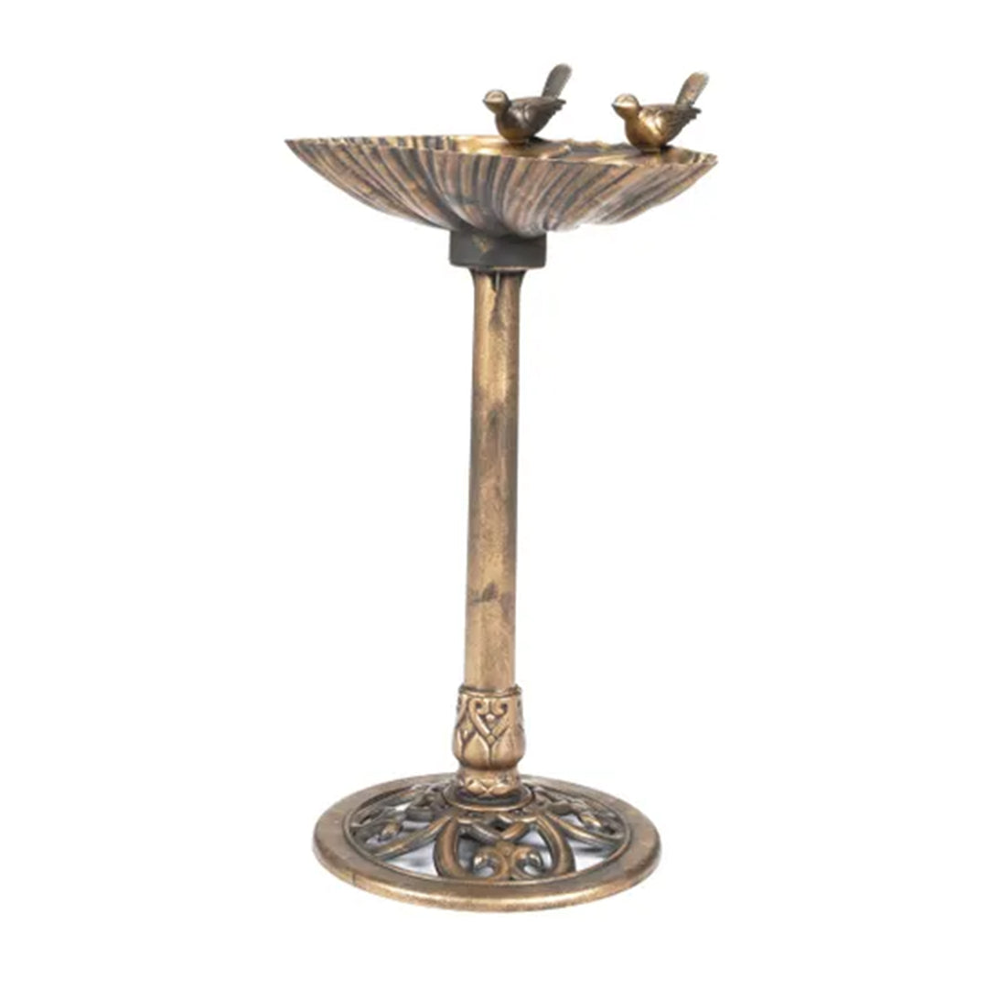 Alpine 13"x30" Bird Bath w/2 Bird Figurines Yard Statue, Bronze (For Parts) - VMInnovations