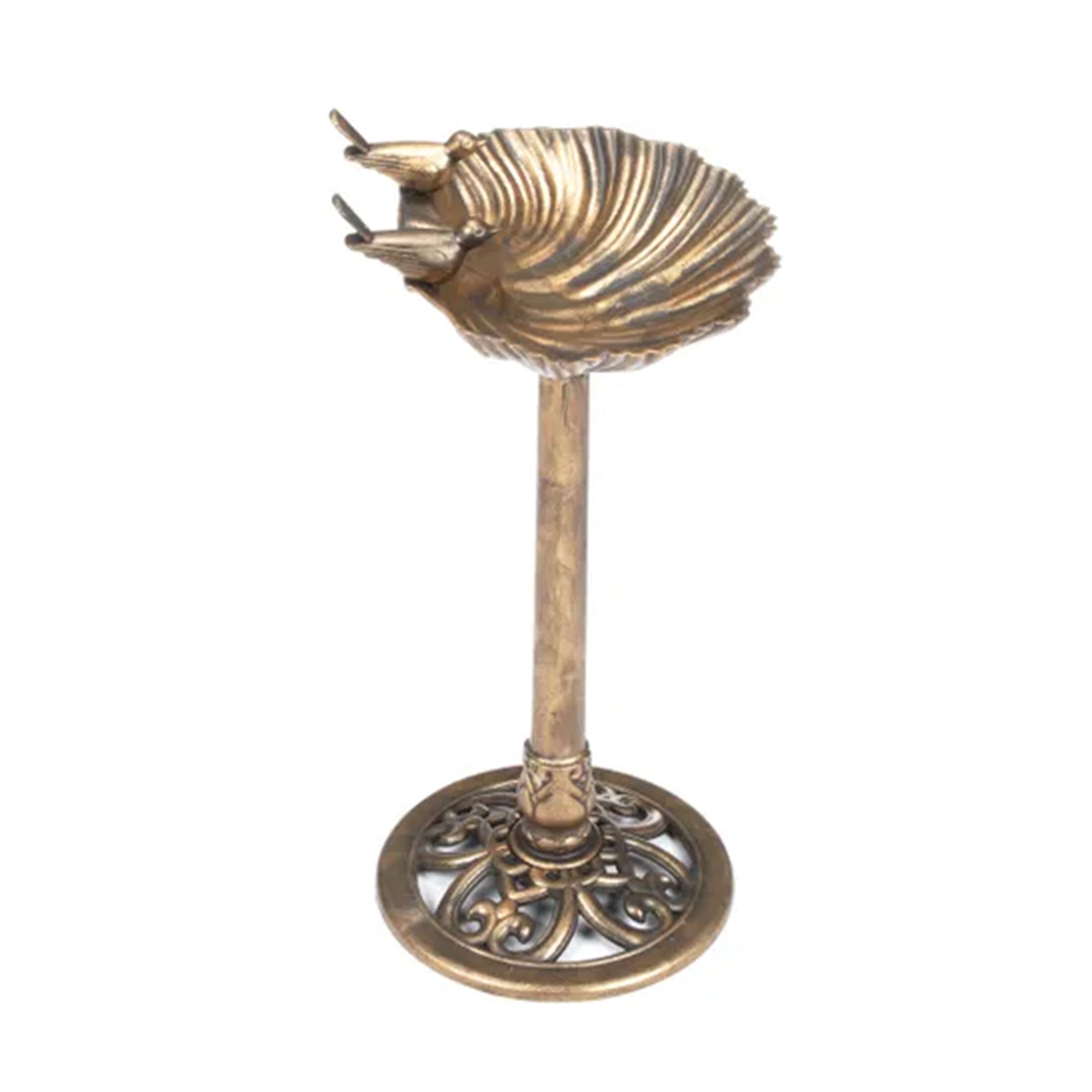 Alpine 13" by 30" Outdoor Bird Bath with 2 Bird Figurines Statue, Bronze (Used) - VMInnovations
