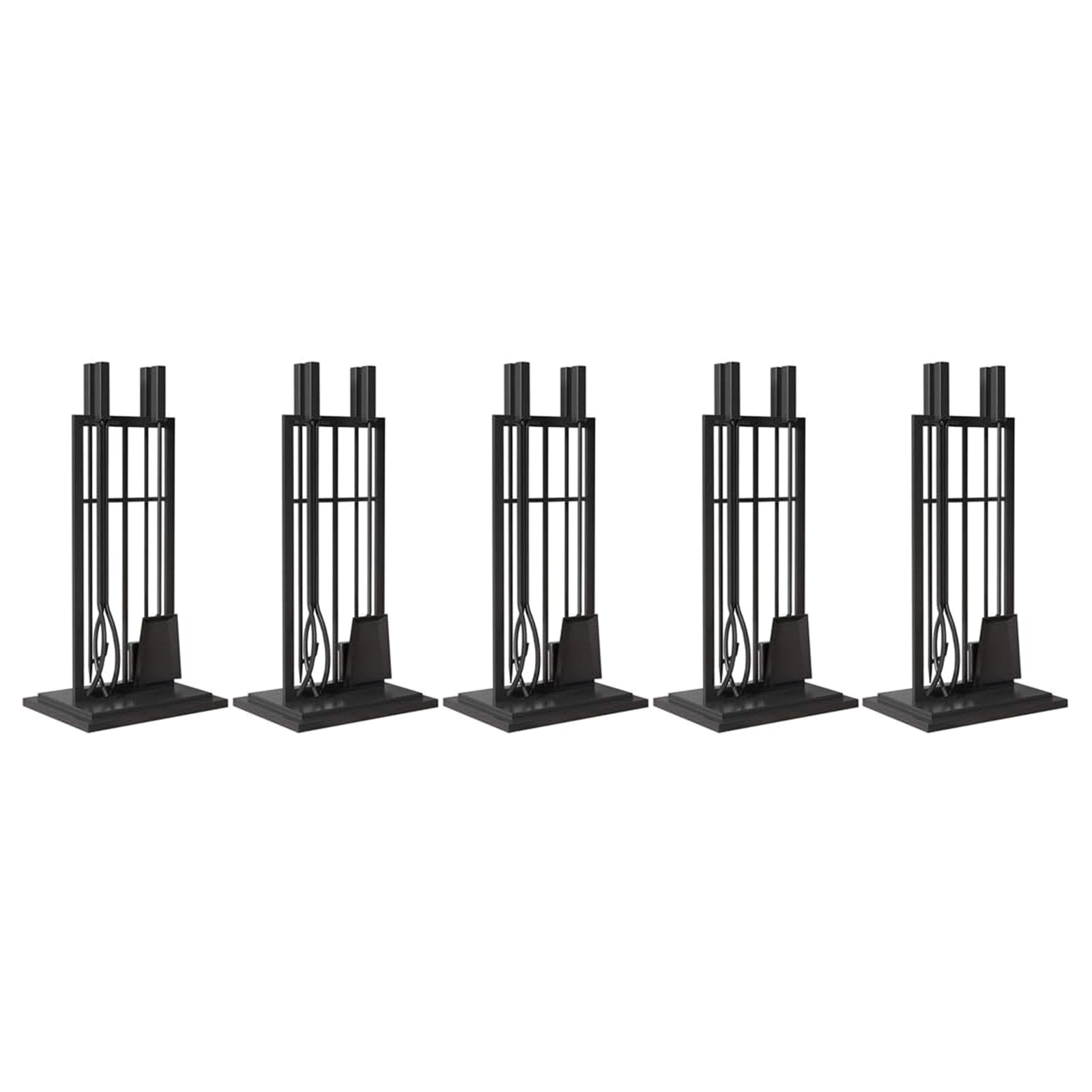 Panacea Open Hearth Fireplace Tool Set w/Brush, Shovel, Poker, Tong & Stand - VMInnovations