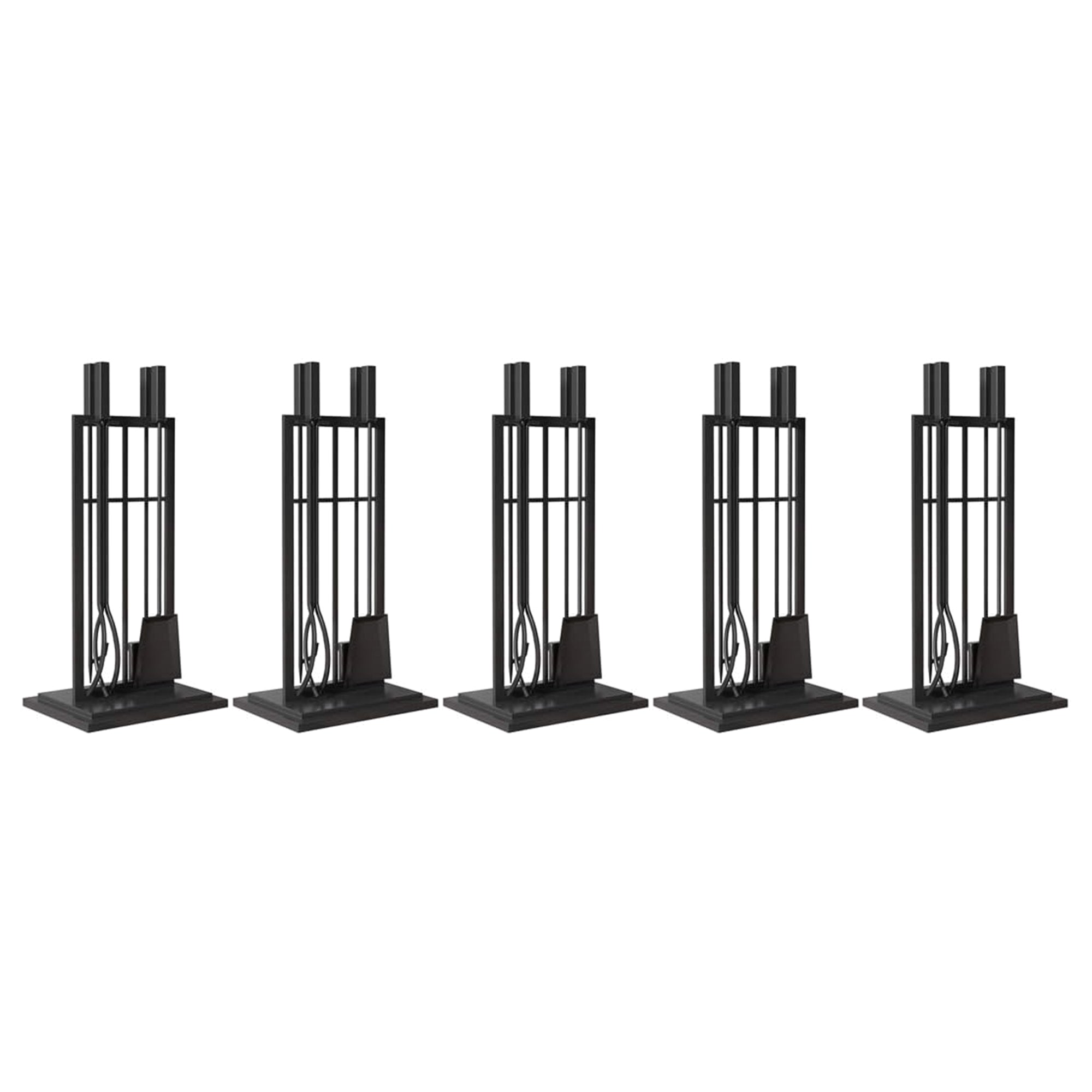 Panacea Open Hearth Fireplace Tool Set w/Brush, Shovel, Poker, Tong & Stand - VMInnovations