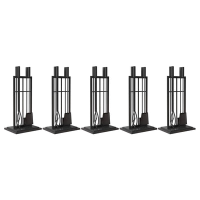 Panacea Open Hearth Fireplace Tool Set w/Brush, Shovel, Poker, Tong & Stand - VMInnovations