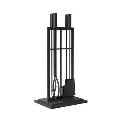 Panacea Open Hearth Fireplace Tool Set w/Brush, Shovel, Poker, Tong & Stand - VMInnovations