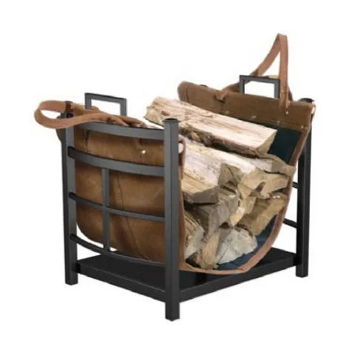 Panacea Log Bin with Synthetic Leather & Alloy Steel Log Carrier Rack (Open Box)