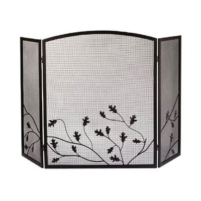 Panacea 32"x50" 3 Panel Steel Fireplace Screen, Natural Brown/Oak Leaf(Open Box) - VMInnovations