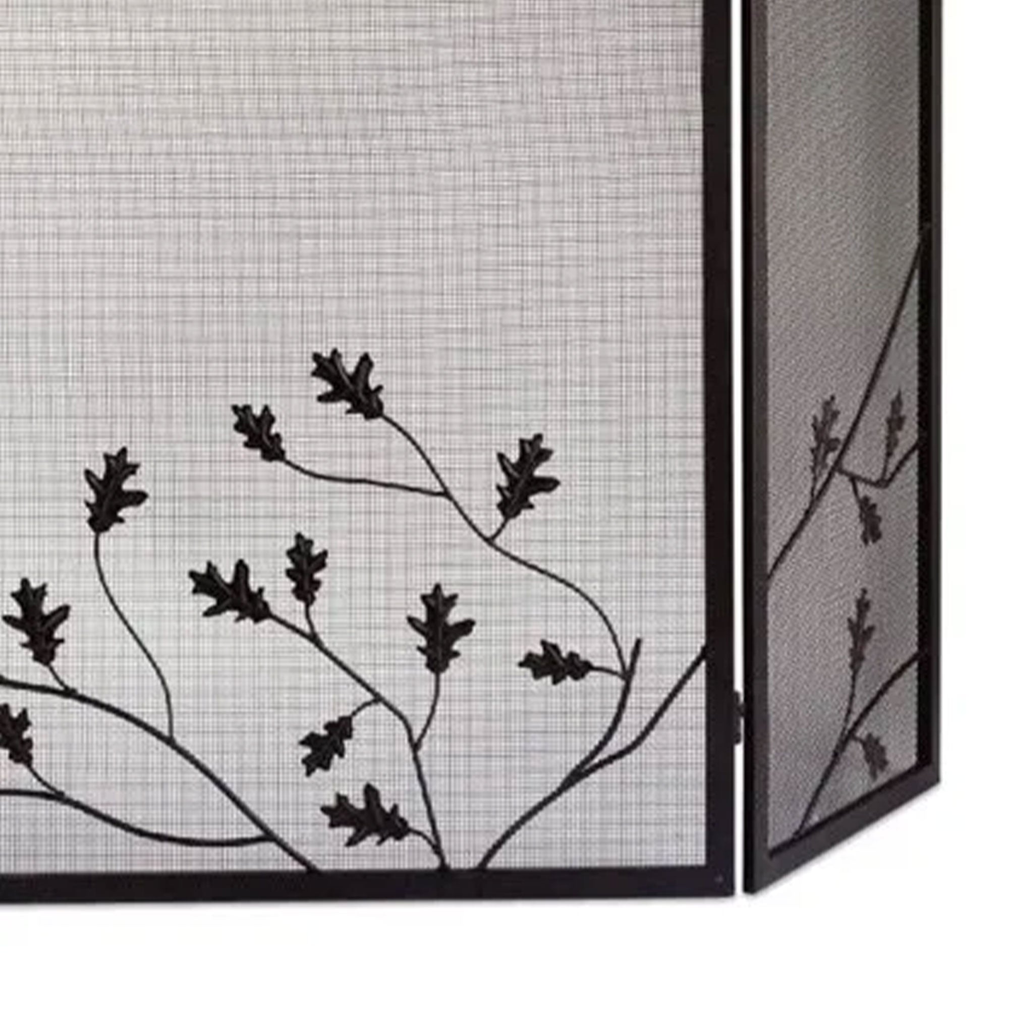 Panacea 32"x50" 3 Panel Steel Fireplace Screen, Natural Brown/Oak Leaf(Open Box) - VMInnovations