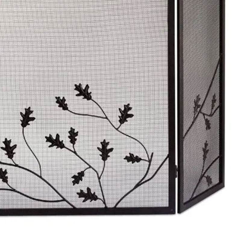 Panacea 32"x50" 3 Panel Steel Fireplace Screen, Natural Brown/Oak Leaf(Open Box)