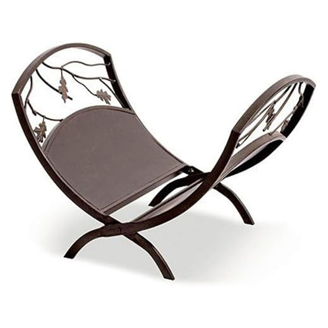 Panacea Foldable Powder-coated Steel Oak Leaf Log Bin with Pan, Brown (Open Box) - VMInnovations