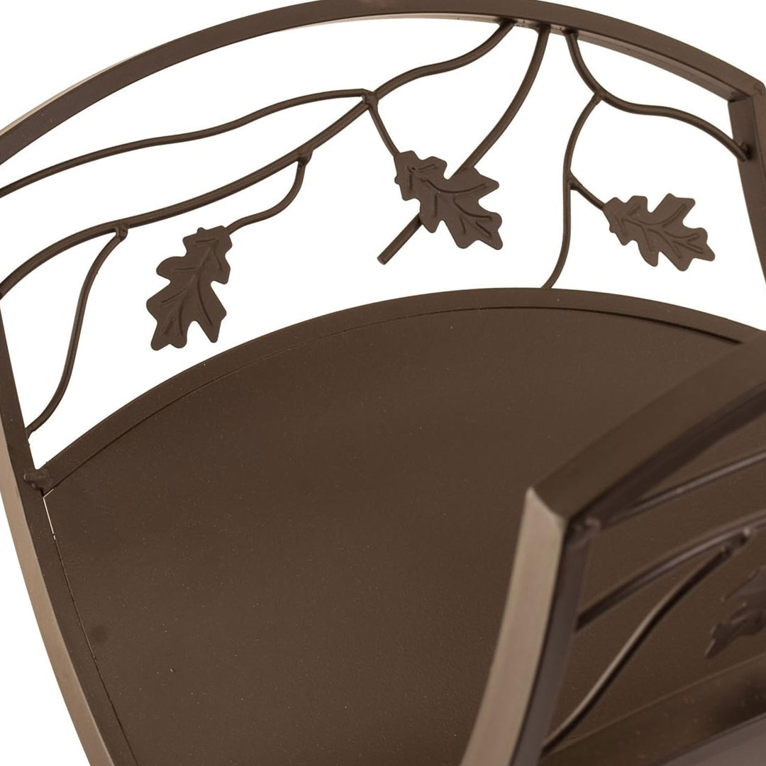 Panacea Compact Foldable Powder-coated Steel Oak Leaf Log Bin with Pan, Brown