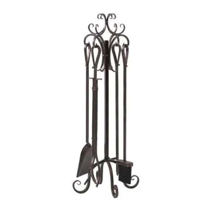 Panacea 5pc Scroll Top Fireplace Powder Coated Steel Accessory Tool Set (Used)