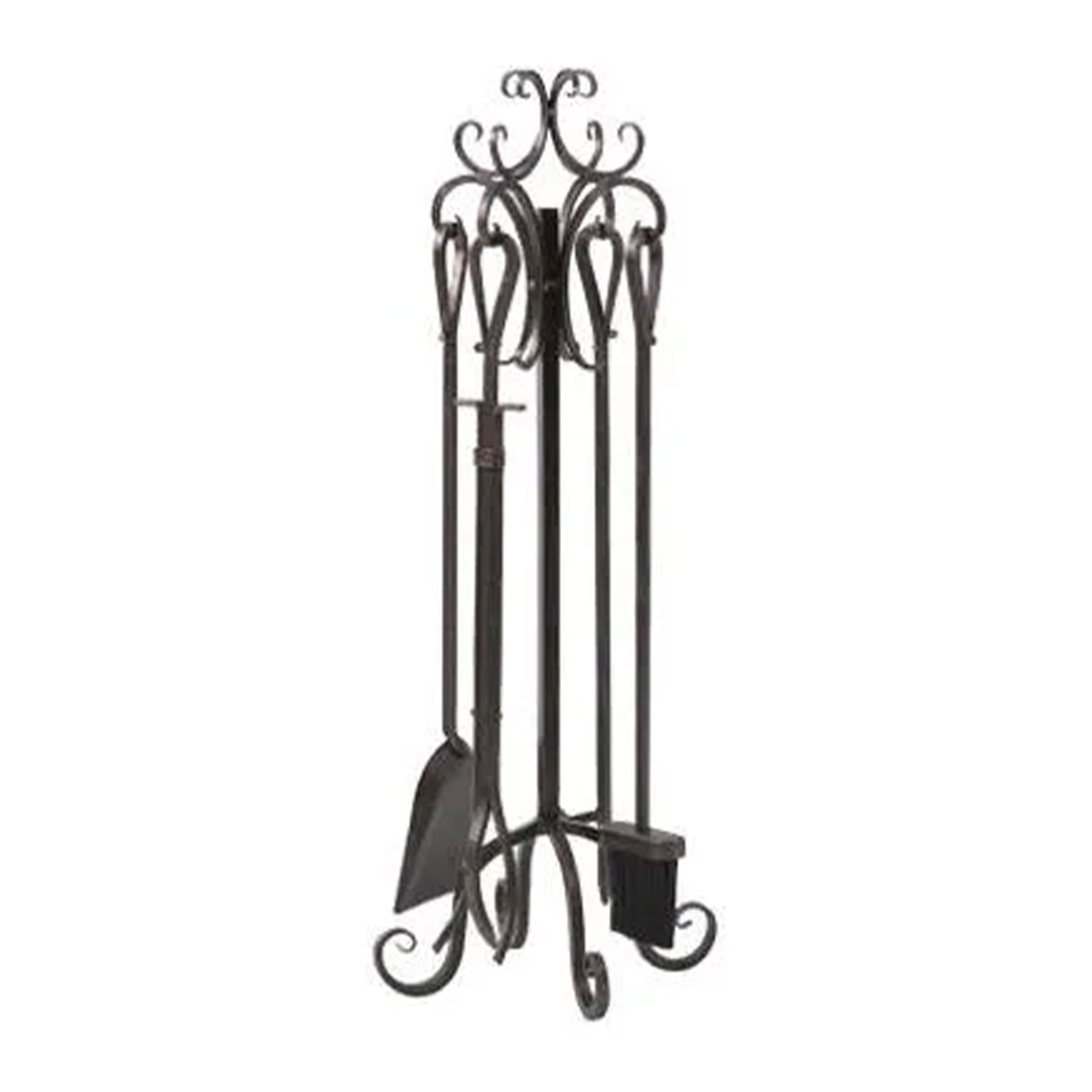 Panacea 5pc Scroll Top Fireplace Powder Coated Steel Accessory Tool Set (Used) - VMInnovations