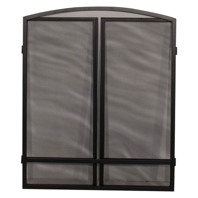 Panacea 30 by 48 Inch 3 Panel Matte Fireplace Screen with Arched Design, Black - VMInnovations