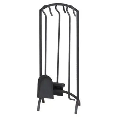 Panacea 4 Piece Arch Top Fireplace Tool Set with Brush, Shovel, Poker and Stand - VMInnovations