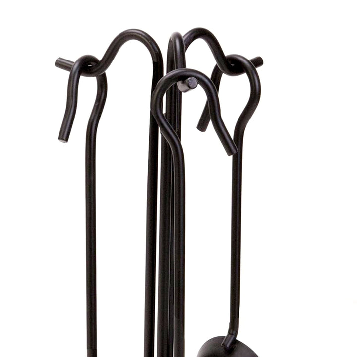 Panacea 4pc Fireplace Tool Set w/Brush, Shovel, Poker, & Stand, Black (Open Box) - VMInnovations
