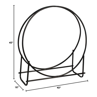 Panacea 40" Thick Tubular Hoop Style Log Rack for Wood Stacking, Black(Open Box) - VMInnovations