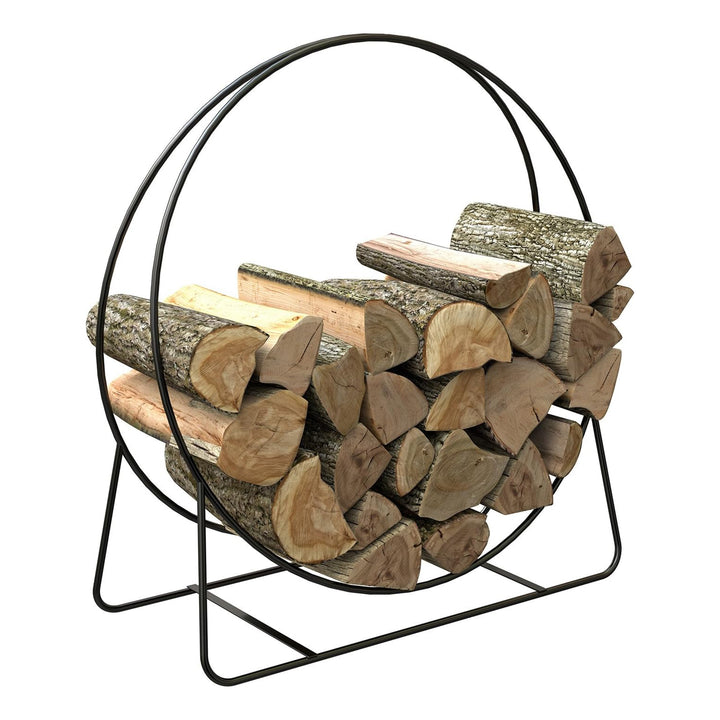 Panacea 40" Thick Tubular Steel Hoop Style Log Rack for Wood, Black (Used)