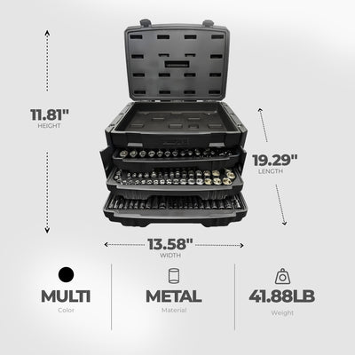 Master Mechanic 205 Piece Mechanics SAE Metric Socket Set with Case (For Parts) - VMInnovations