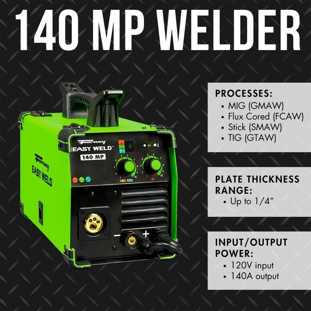 Forney Multi Process Easy Combo Weld 140 MP Welder for Residential Use, Green