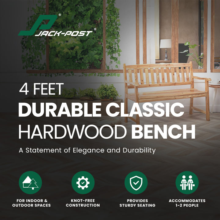Jack Post 4ft Durable Classic Hardwood Bench Sits Up To 2 People (Open Box) - VMInnovations