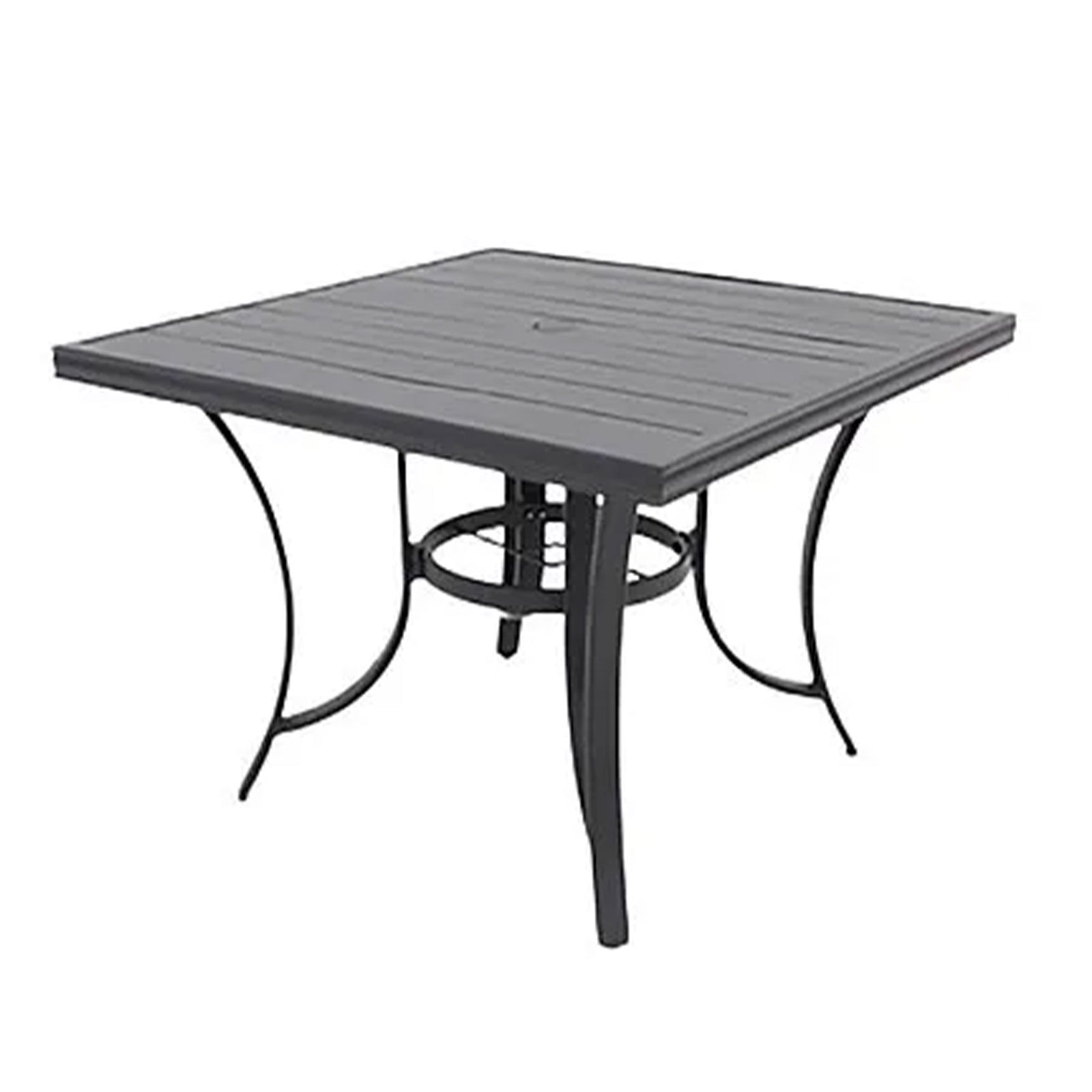 Four Seasons Courtyard Palermo Slat Top Dining Table with Umbrella Hole, Gray - VMInnovations