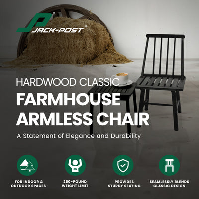Jack Post Classic Indoor and Outdoor Farmhouse Armless Chair, Black (Open Box) - VMInnovations