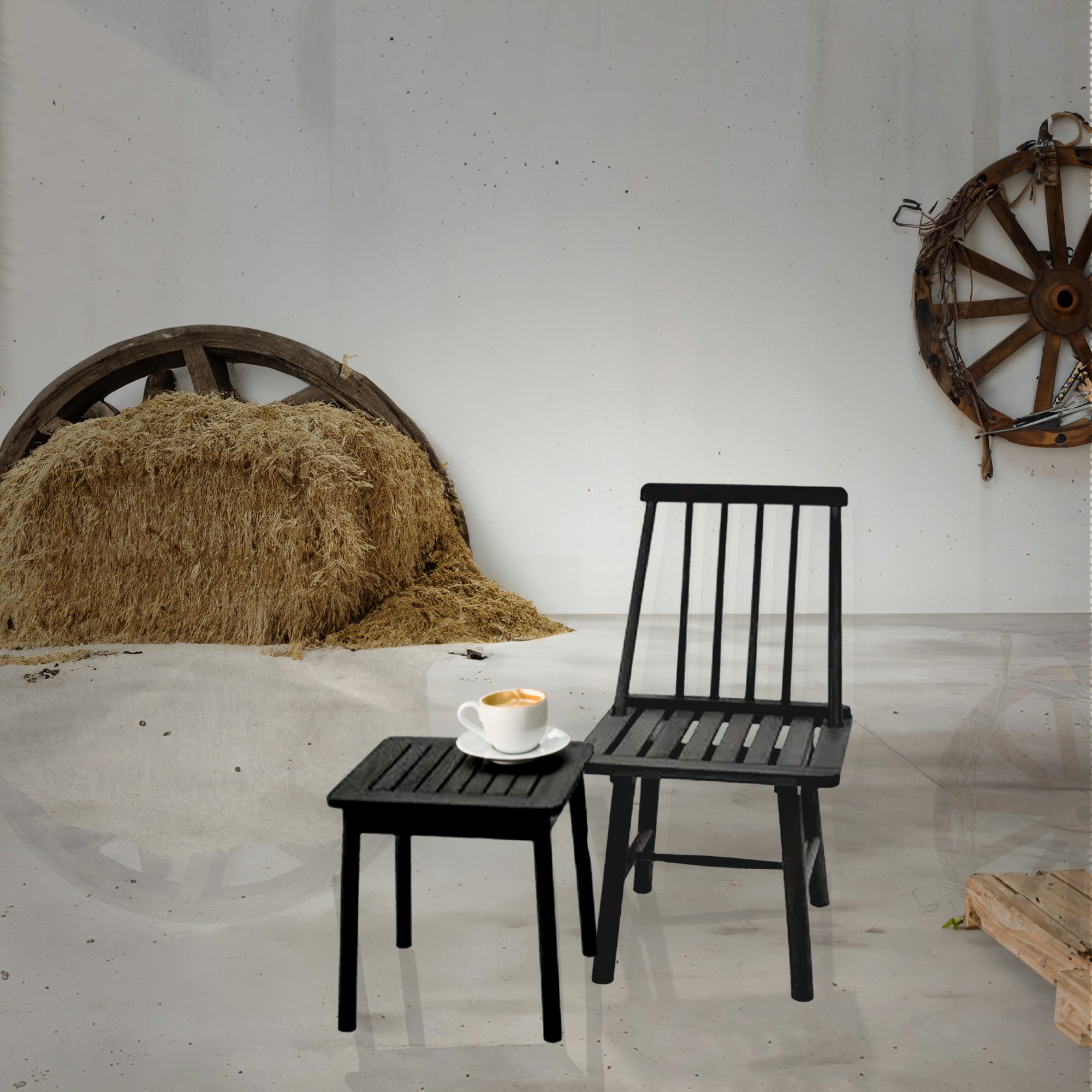 Jack Post Hardwood Classic Indoor and Outdoor Farmhouse Armless Chair, Black - VMInnovations