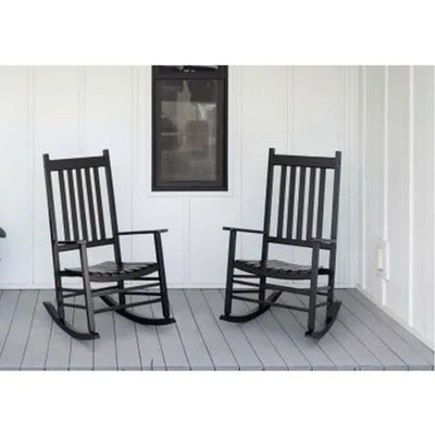 Jack Post Knollwood Mission Style Outdoor Hardwood Porch Rocker Chair, Black - VMInnovations
