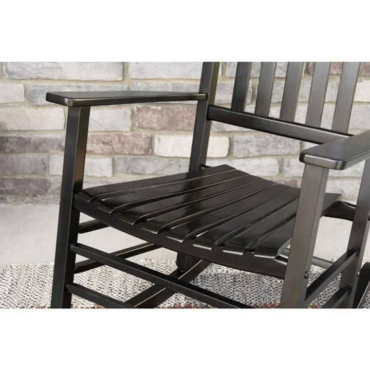 Jack Post Knollwood Mission Style Outdoor Hardwood Porch Rocker Chair, Black