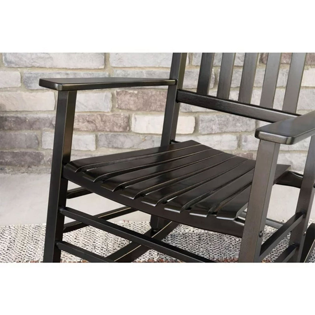 Jack Post Mission Style Outdoor Hardwood Porch Rocker Chair, Black (Open Box)
