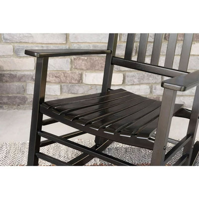 Jack Post Mission Style Outdoor Hardwood Porch Rocker Chair, Black (Open Box)