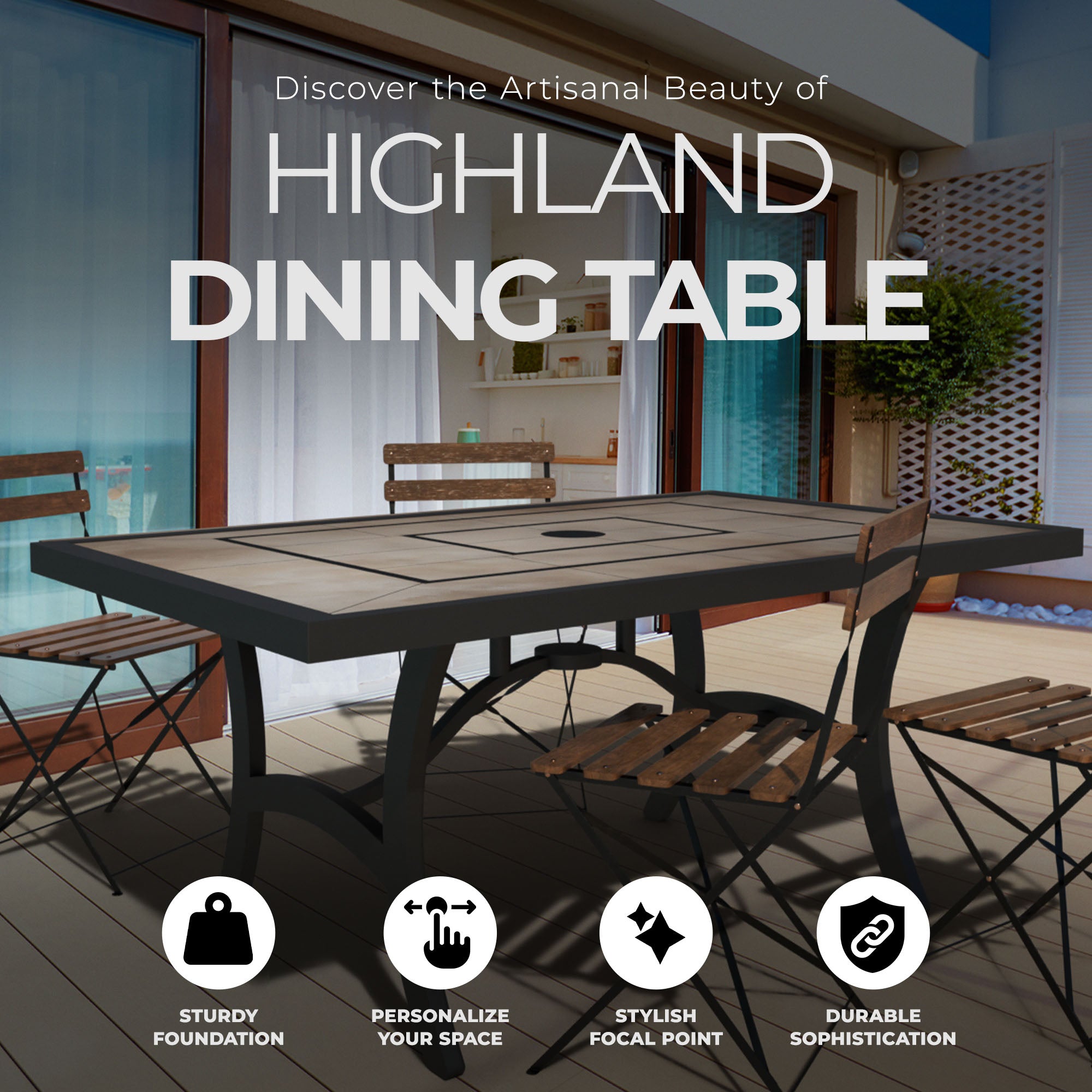 Four Seasons Courtyard 40 x 66 Inch Tile Top Cast Aluminum Dining Table (Used) - VMInnovations