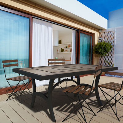 Four Seasons Courtyard Highland 40 x 66 Inch Tile Top Cast Aluminum Dining Table