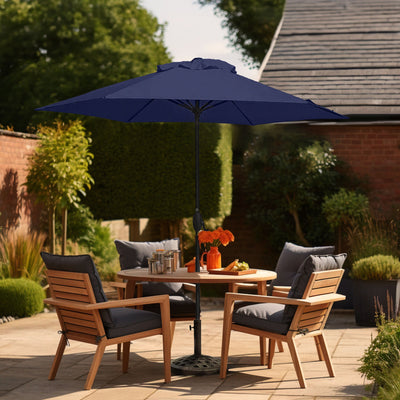 Four Seasons Courtyard Brookfield 9 Foot Outdoor Patio Market Umbrella, Navy - VMInnovations