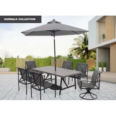 Four Seasons Courtyard 9 Foot Norwalk Market Umbrella with Push Button Tilt - VMInnovations