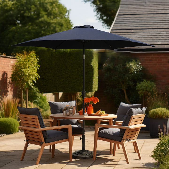 Four Seasons Courtyard Rockland 9 Foot Outdoor Patio Market Umbrella, Navy Blue