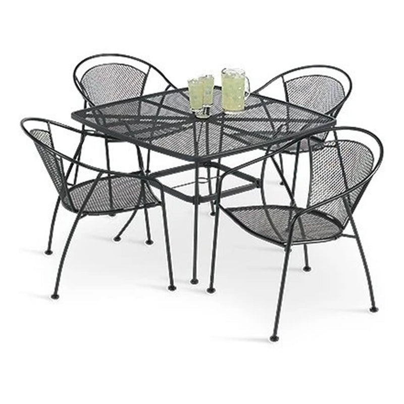 Woodard 42" Steel Mesh Square Bistro Style Patio Dining Table, Black (For Parts)