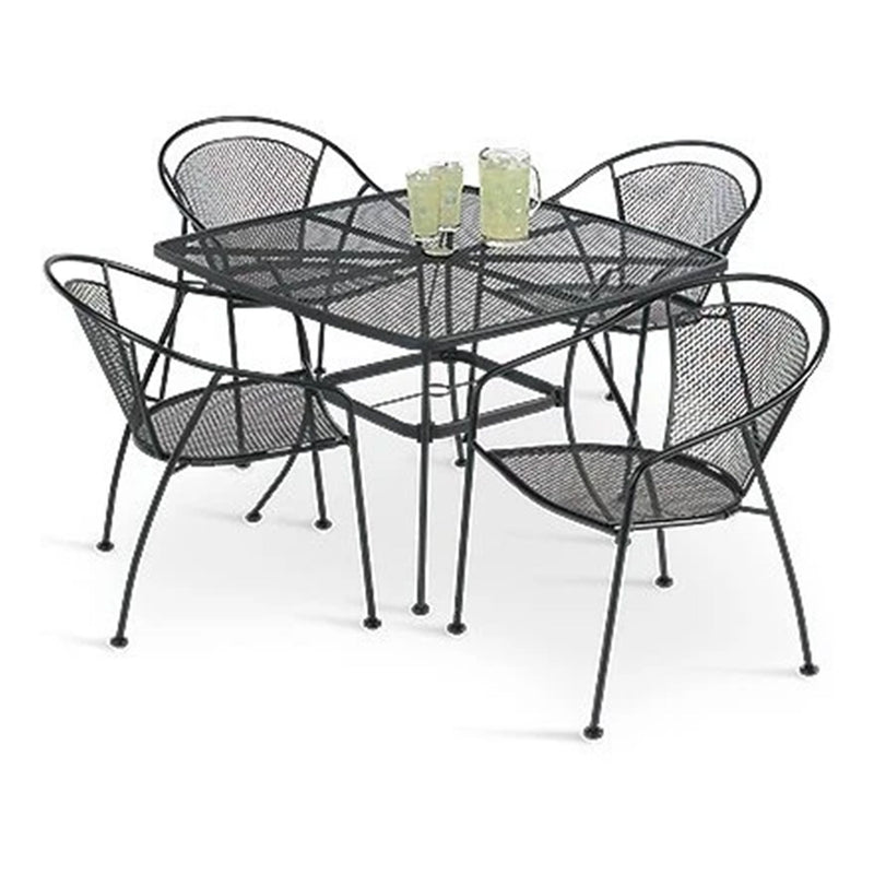 Woodard Uptown 42" Steel Mesh Square Bistro Style Patio Dining Table, Black