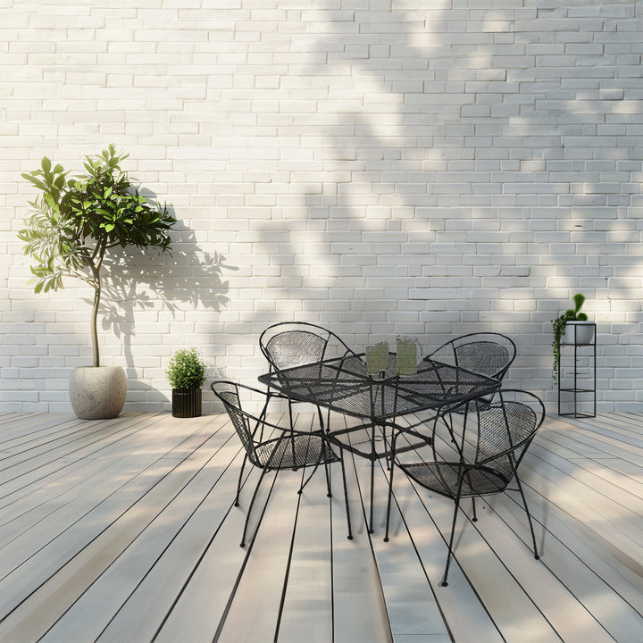 Woodard 42" Steel Mesh Square Bistro Style Patio Dining Table, Black (For Parts)