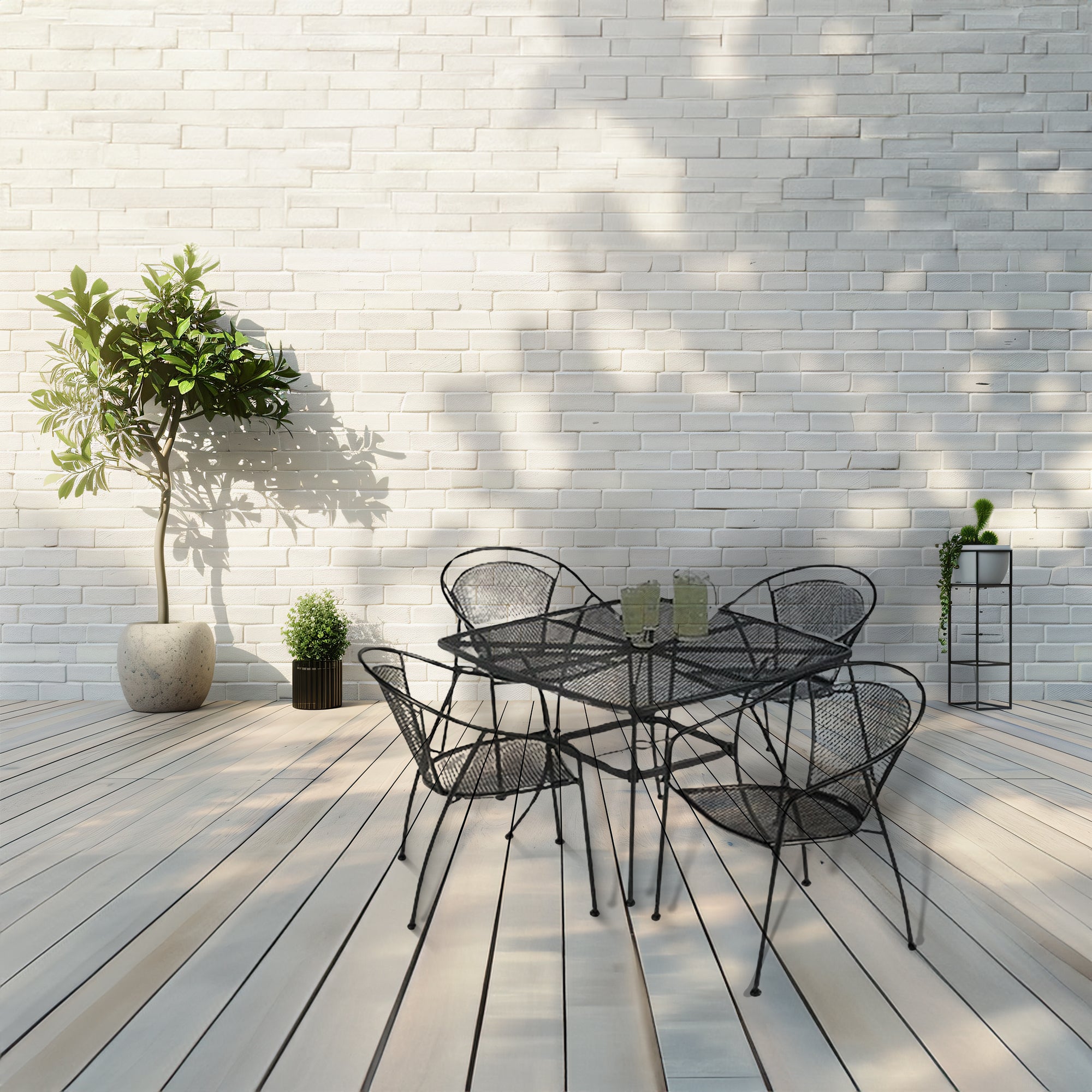 Woodard 42" Steel Mesh Square Bistro Style Patio Dining Table, Black (Used) - VMInnovations