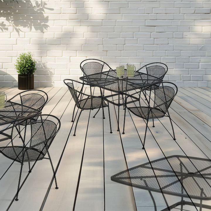 Woodard 42" Steel Mesh Square Bistro Style Patio Dining Table, Black (Used)