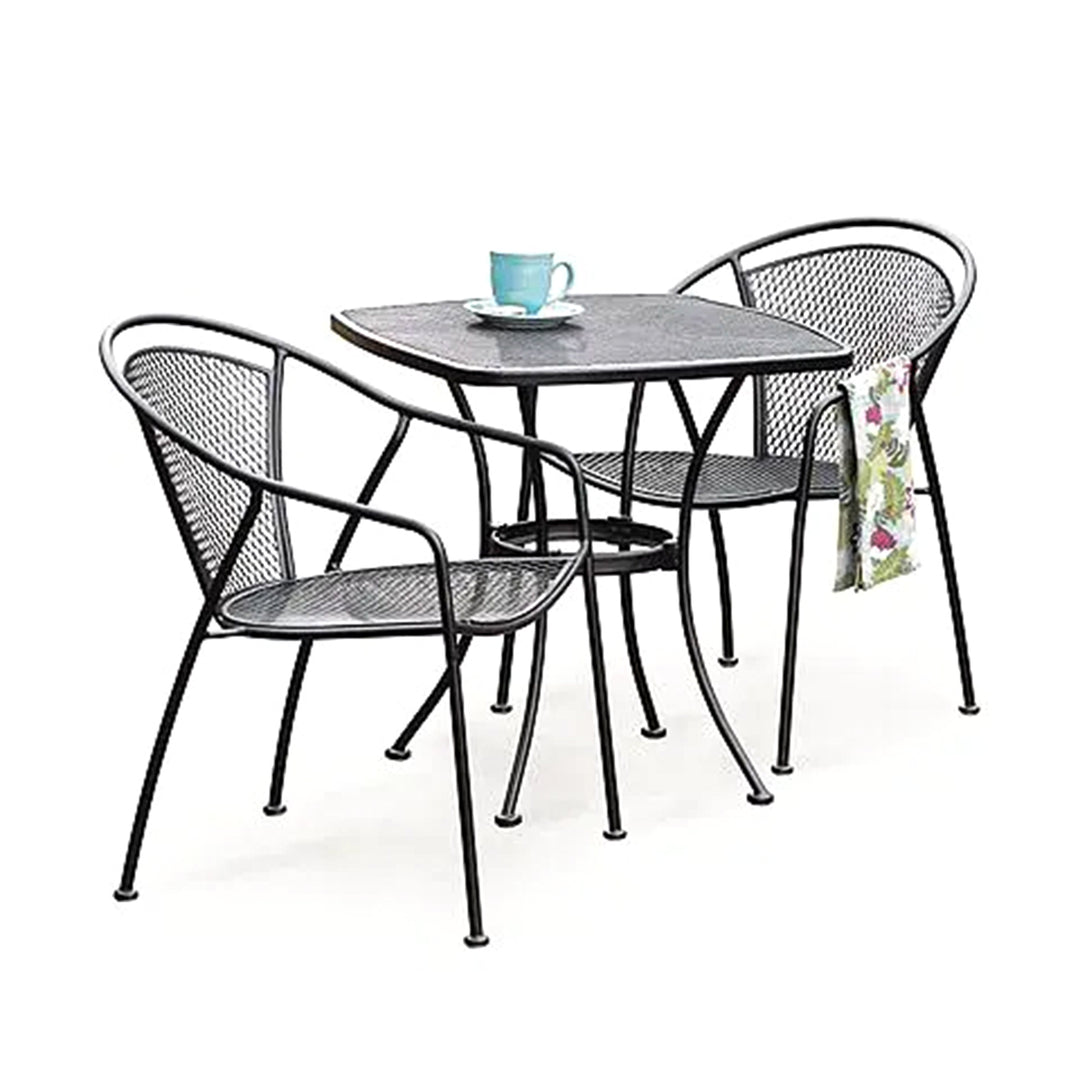 Woodard Uptown 28" Steel Mesh Square Bistro Style Patio Table, Black (Open Box) - VMInnovations