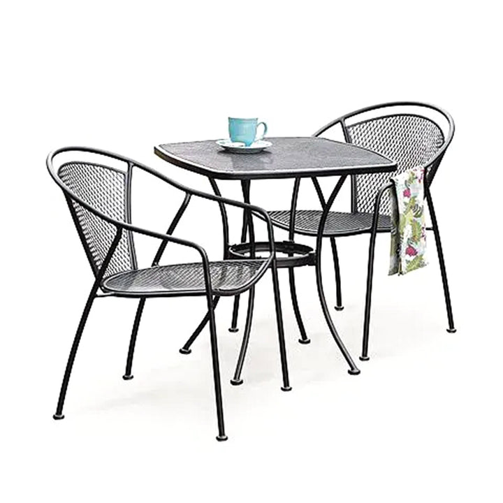 Woodard Uptown 28" Steel Mesh Square Bistro Patio Dining Table, Black (Used)