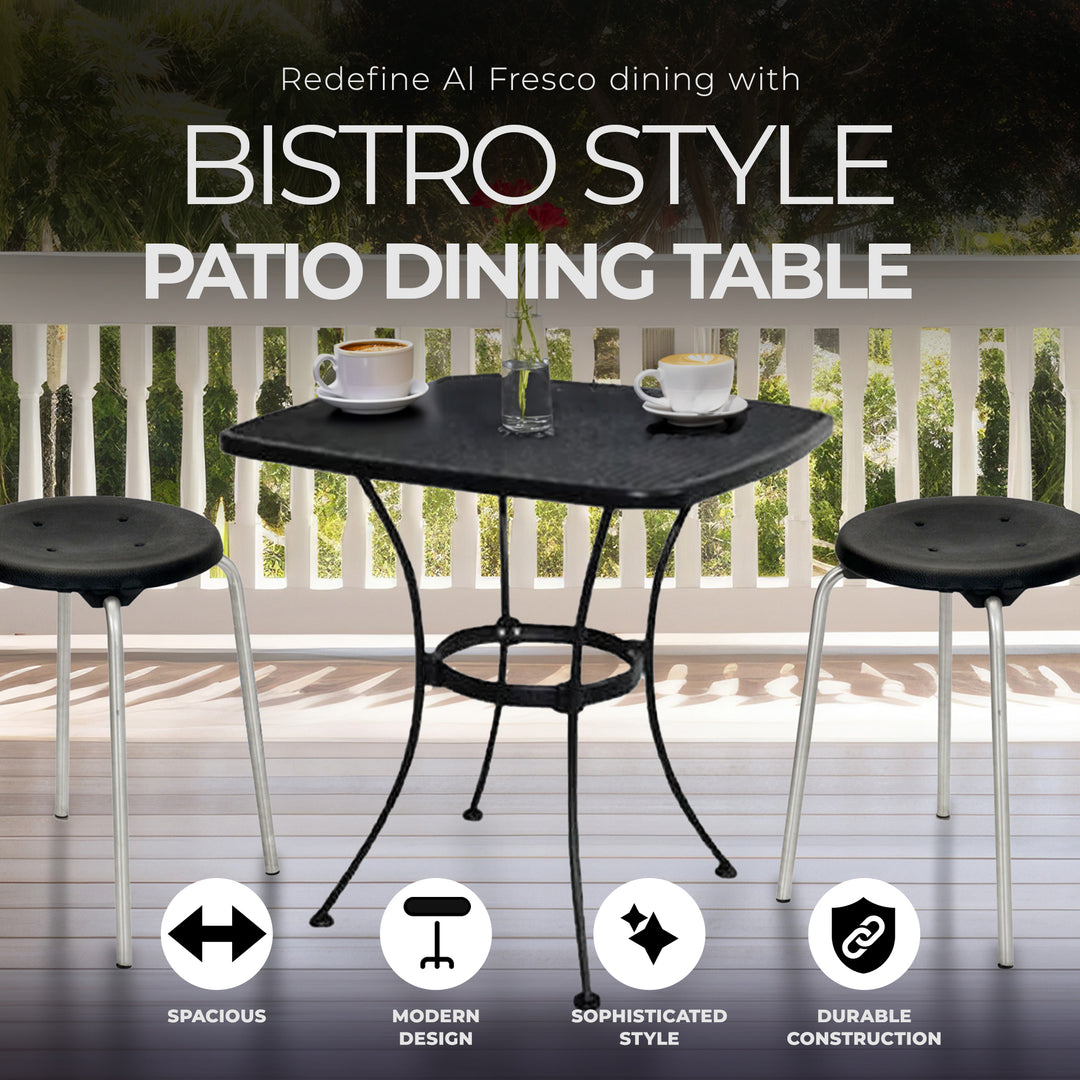 Woodard Uptown 28" Steel Mesh Square Bistro Patio Dining Table, Black (Used)